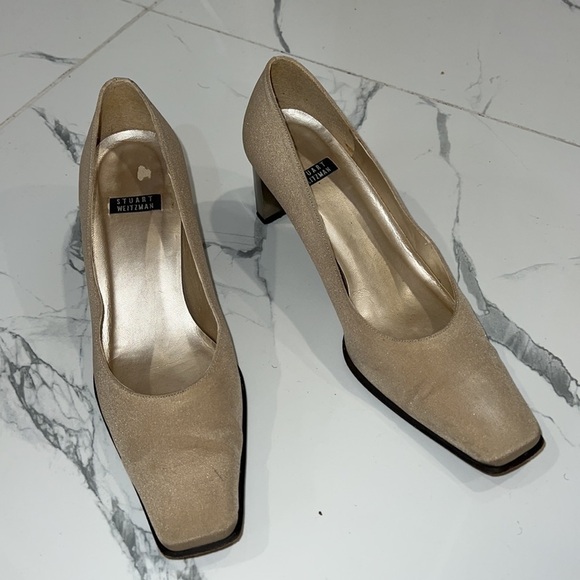 Stuart Weitzman Shimmery Champagne Heels size 6.5 - Picture 2 of 12